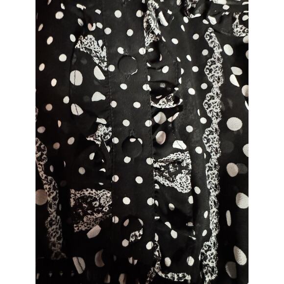 Torrid Plus Size 1X Black Sheer Babydoll Overlay Top Polka Dot Floral Flutter - Picture 2 of 6